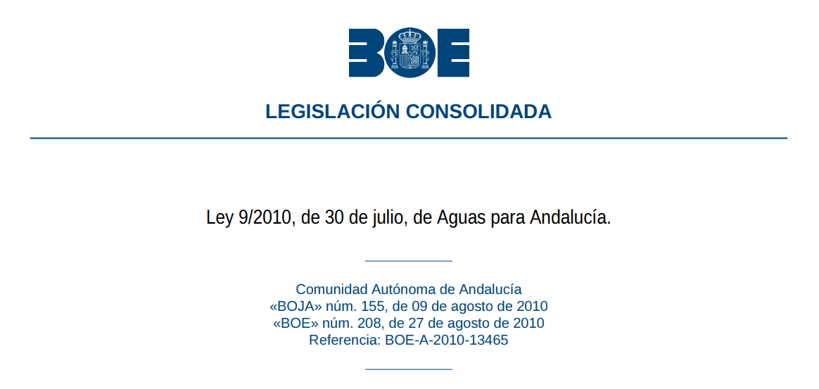 Test de la Ley 9/2010, de 30 de julio, de Aguas para Andalucía